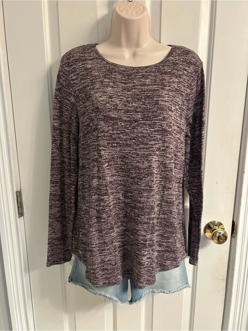 Women’s Apt. 9 Marled Long-Sleeve Knit Top in Plum